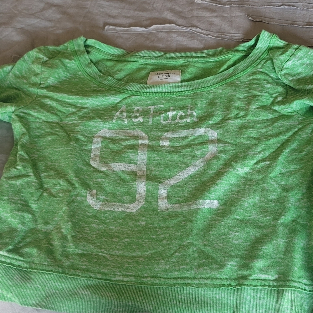 Green Abercrombie Cropped Sweatshirt